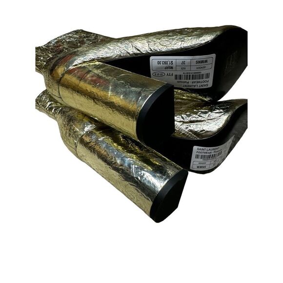 NWT Saint Laurent Lou crinkle foil leather bootie size 37/ 7 US - Picture 11 of 16